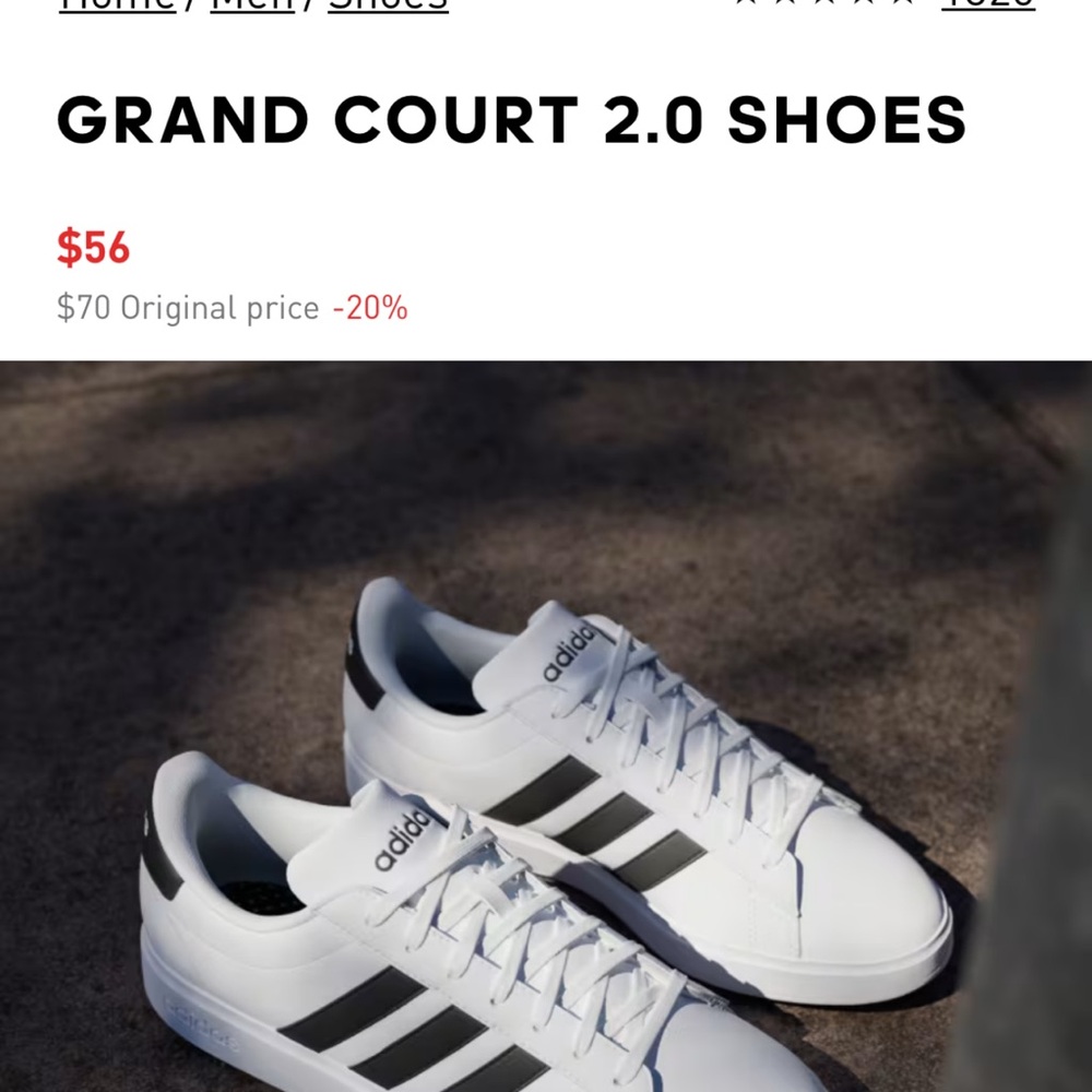 Adidas Grand Court 2.0 Sneakers - White and Black